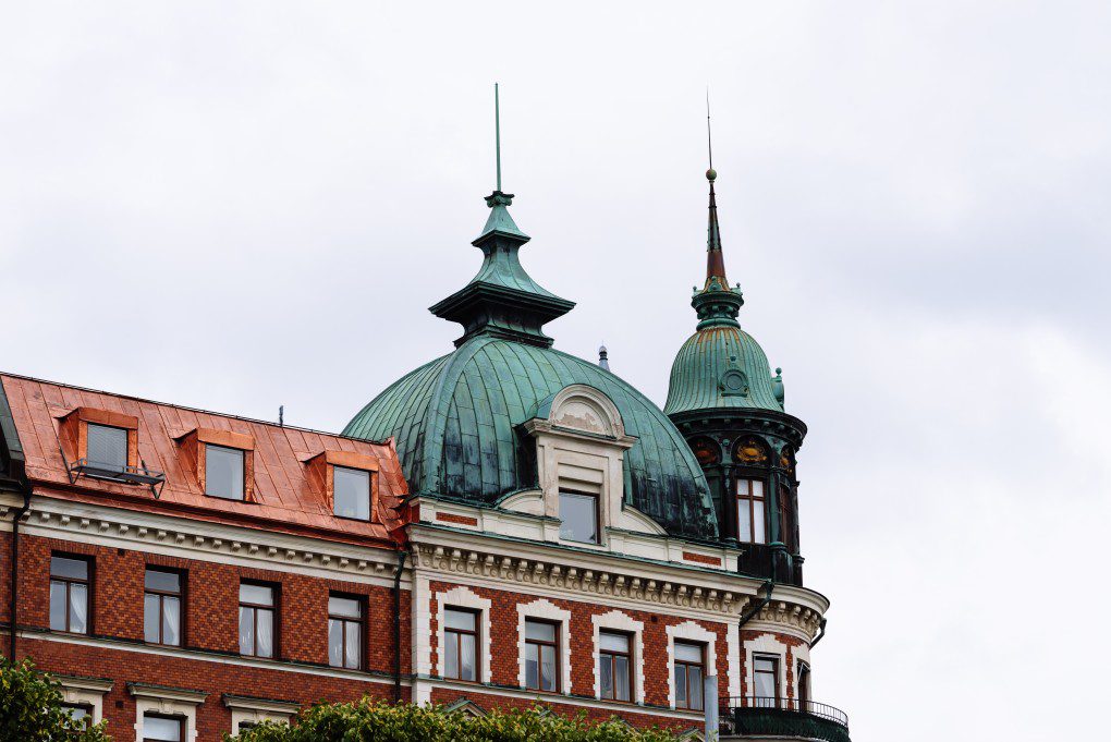 Copper Roofs are most commonly found on institutional structures, like this building in Sweden