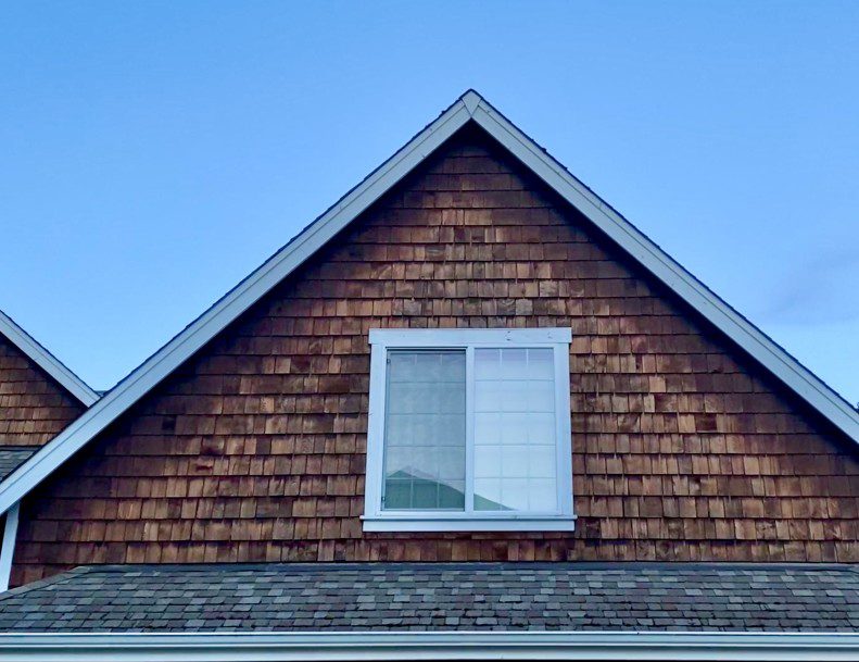 A gable porch roof