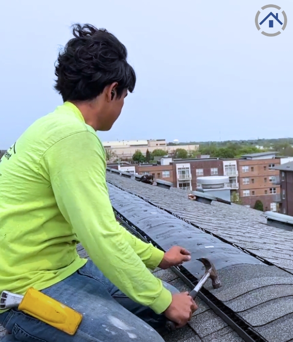an image of a technician doing roof replacement