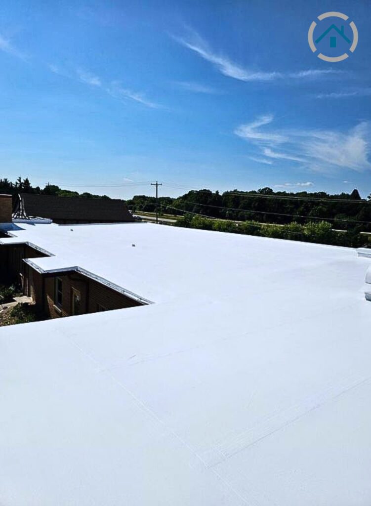 an image of an SPF roof coating project