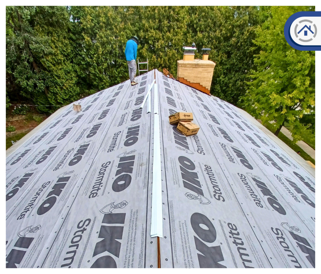 An image showing a roofing underlayment installed