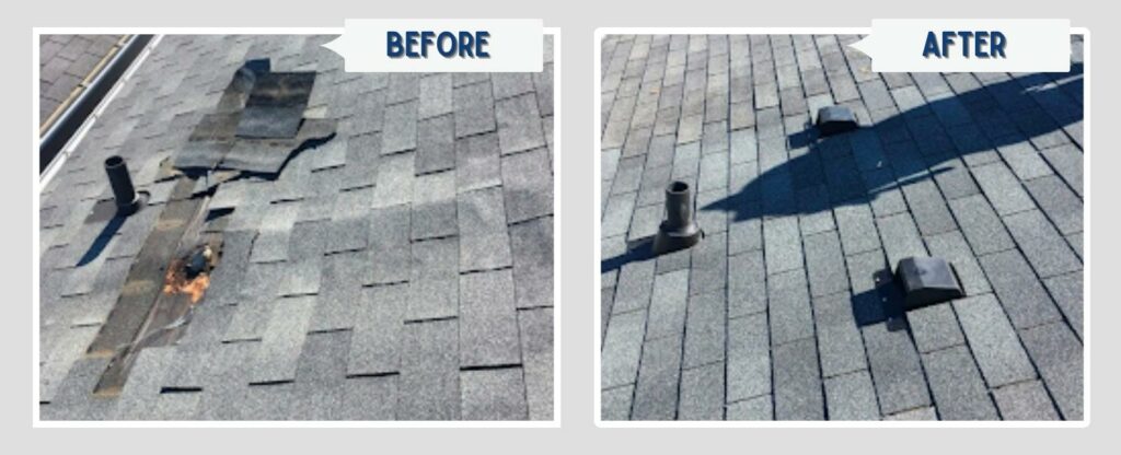 Before and after roof installation photos