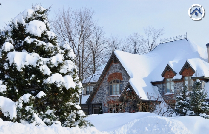 Roof covered by snow during winter