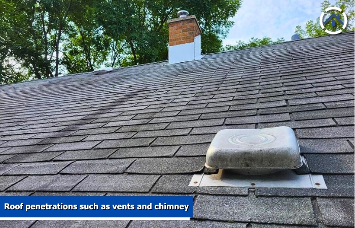 Roof penetrations such as vents and chimneys are among the common causes of leaks.