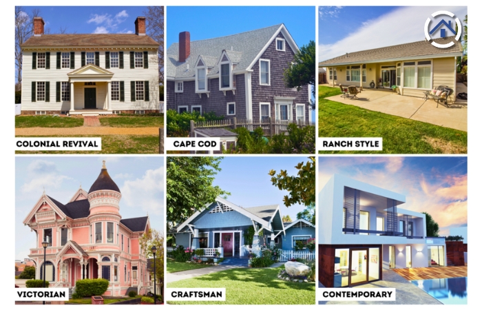 6 of the most common house types in Wisconsin: colonial revival, cape cod, ranch style, Victorian, craftsman and contemporary